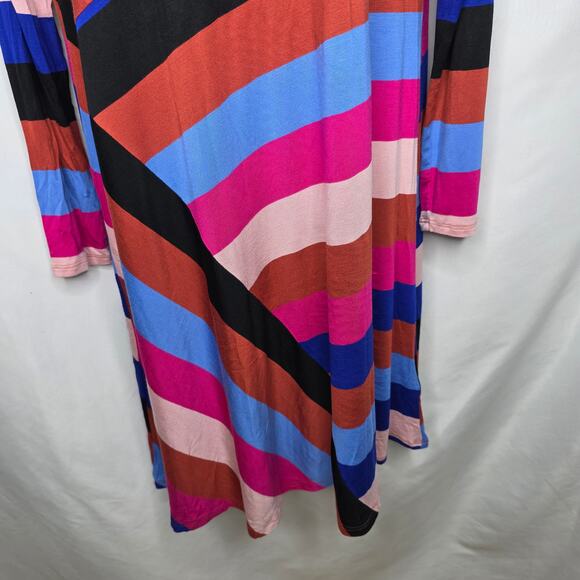 Spense Multi Color Striped Long Sleeve Round Neck A Line Women's Dress Sz XL New - Picture 7 of 14